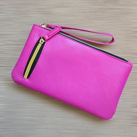 Pink Zip Close Wristlet Wallet - Picture 1 of 8